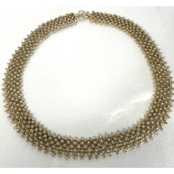 Vintage Etruscan Revival Cannetille Filigree Gold Tone Choker Necklace - Picture 1 of 7